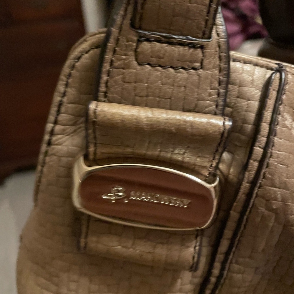 B Makowski Beige Leather Handbag - Picture 3 of 7
